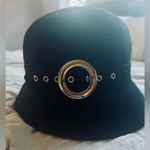 Elegant Black Hat with Silver Buckle